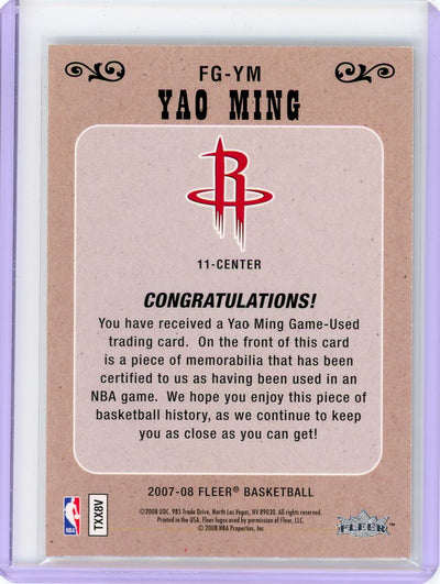 Yao Ming 2007-08 Fleer Feel the Game jersey relic