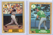 Barry Bonds Mark McGuire 1987 Topps 2-card rookie lot