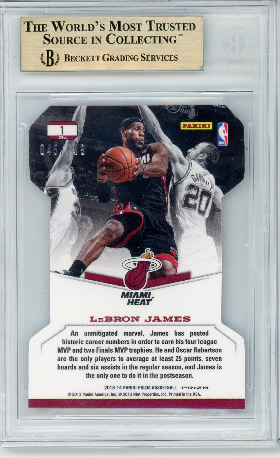 LeBron James 2013-14 Panini Prizm Dominance Light Blue prizm die-cut #'d 045/199 BGS 9.5