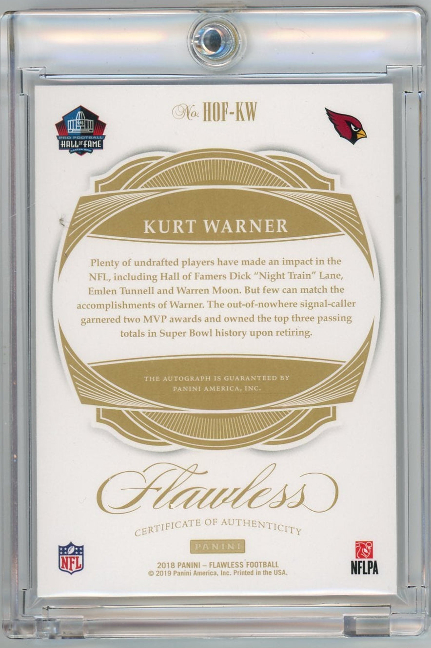 Kurt Warner 2018 Panini Flawless Hall of Fame Auto #'d 09/10