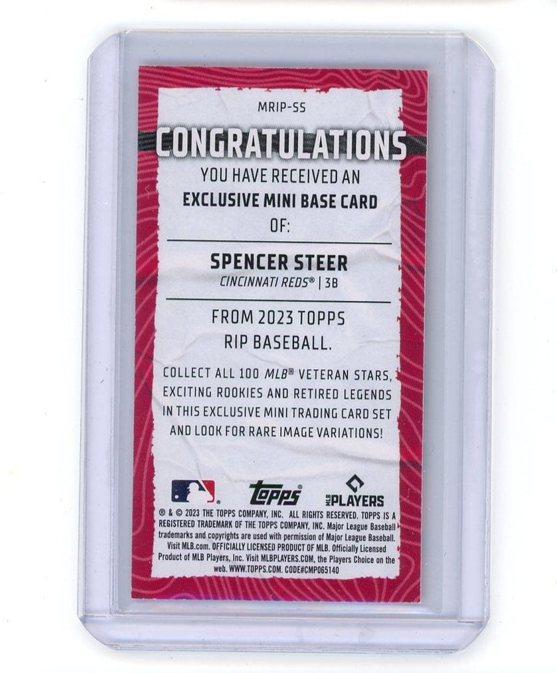 Spencer Steer 2023 Topps Rip mini orange rookie card 