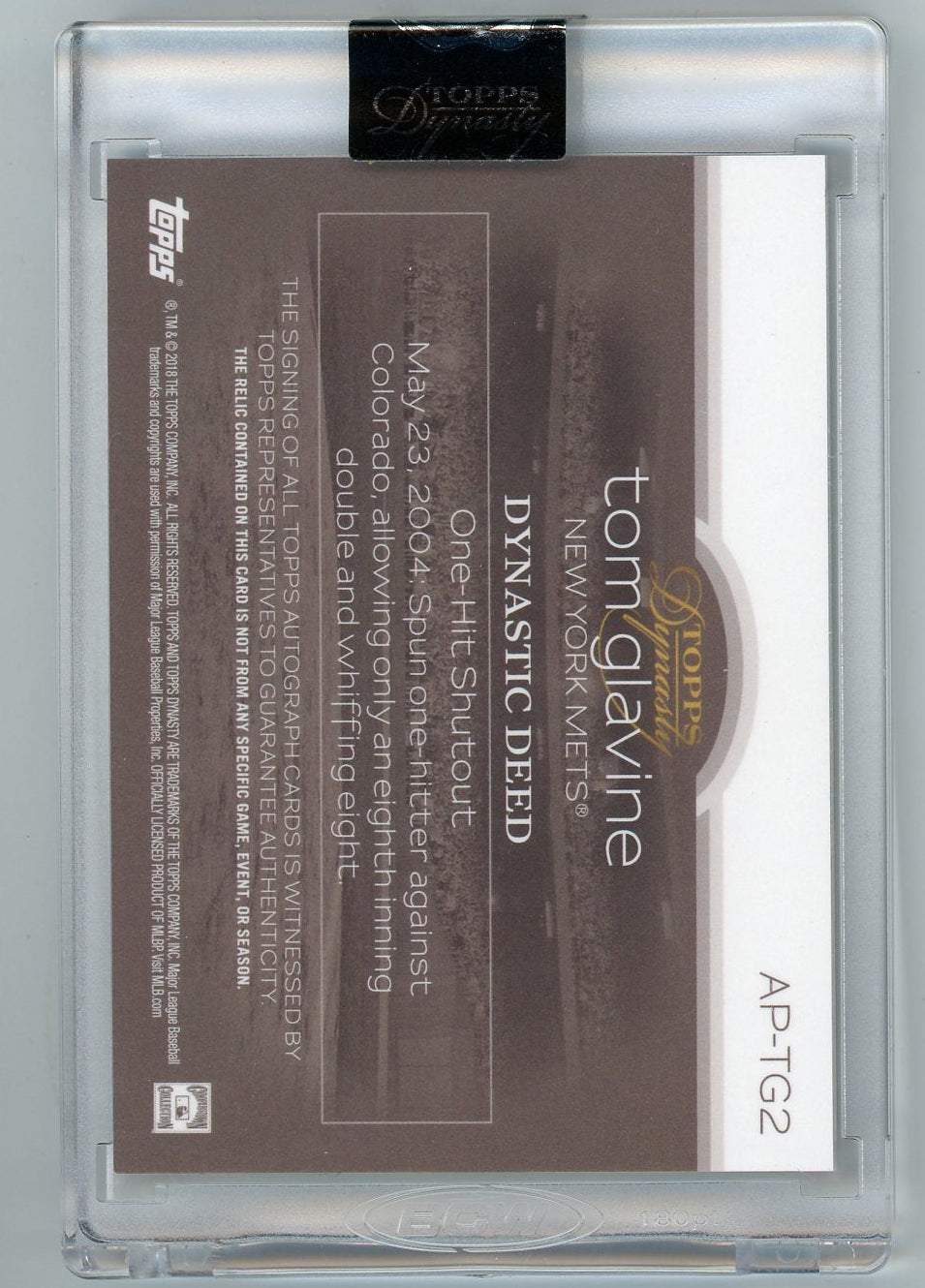 Tom Glavine 2018 Topps Dynasty Autographed Patches #'d 2/5