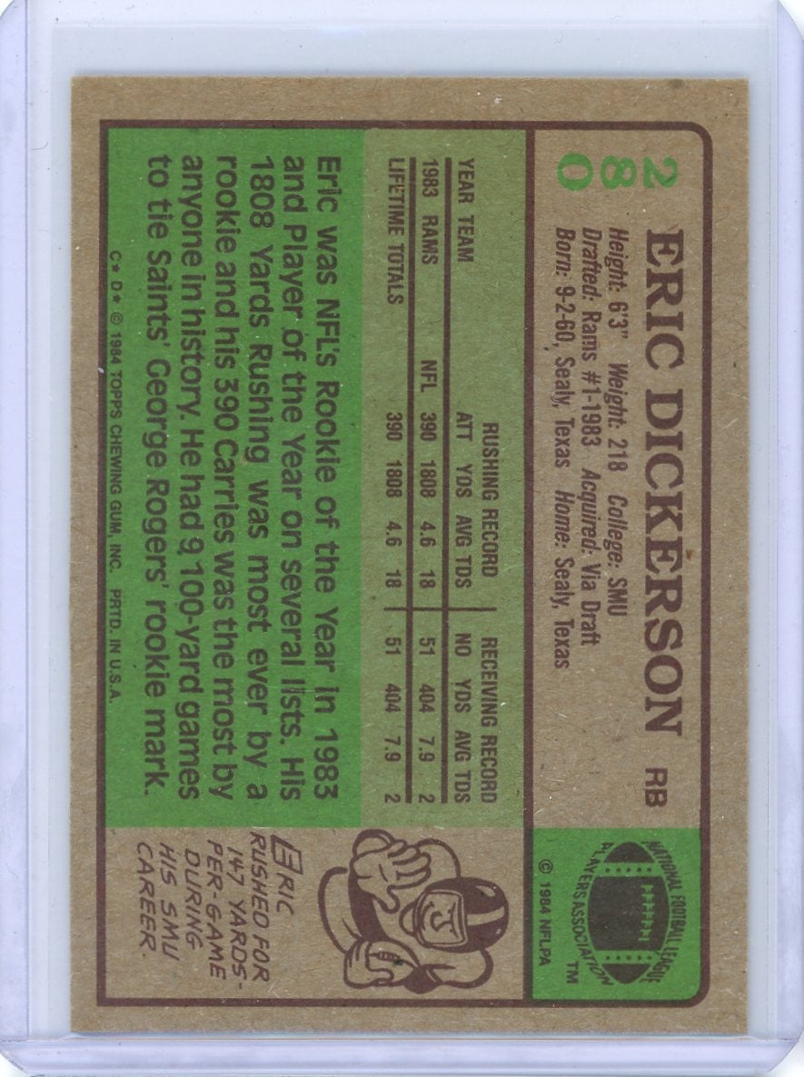 Eric Dickerson 1984 Topps Pro Bowl #280
