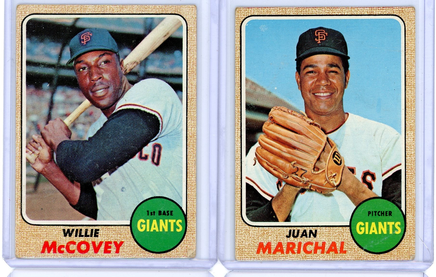 Juan Marichal Willie McCovey 1968 Topps 2-card lot
