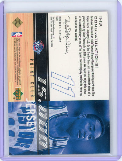 Isiah Thomas 2002 Upper Deck authentic game-worn jersey relic