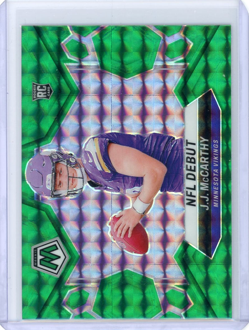 JJ McCarthy 2024 Panini Mosaic NFL Debut green prizm rookie card