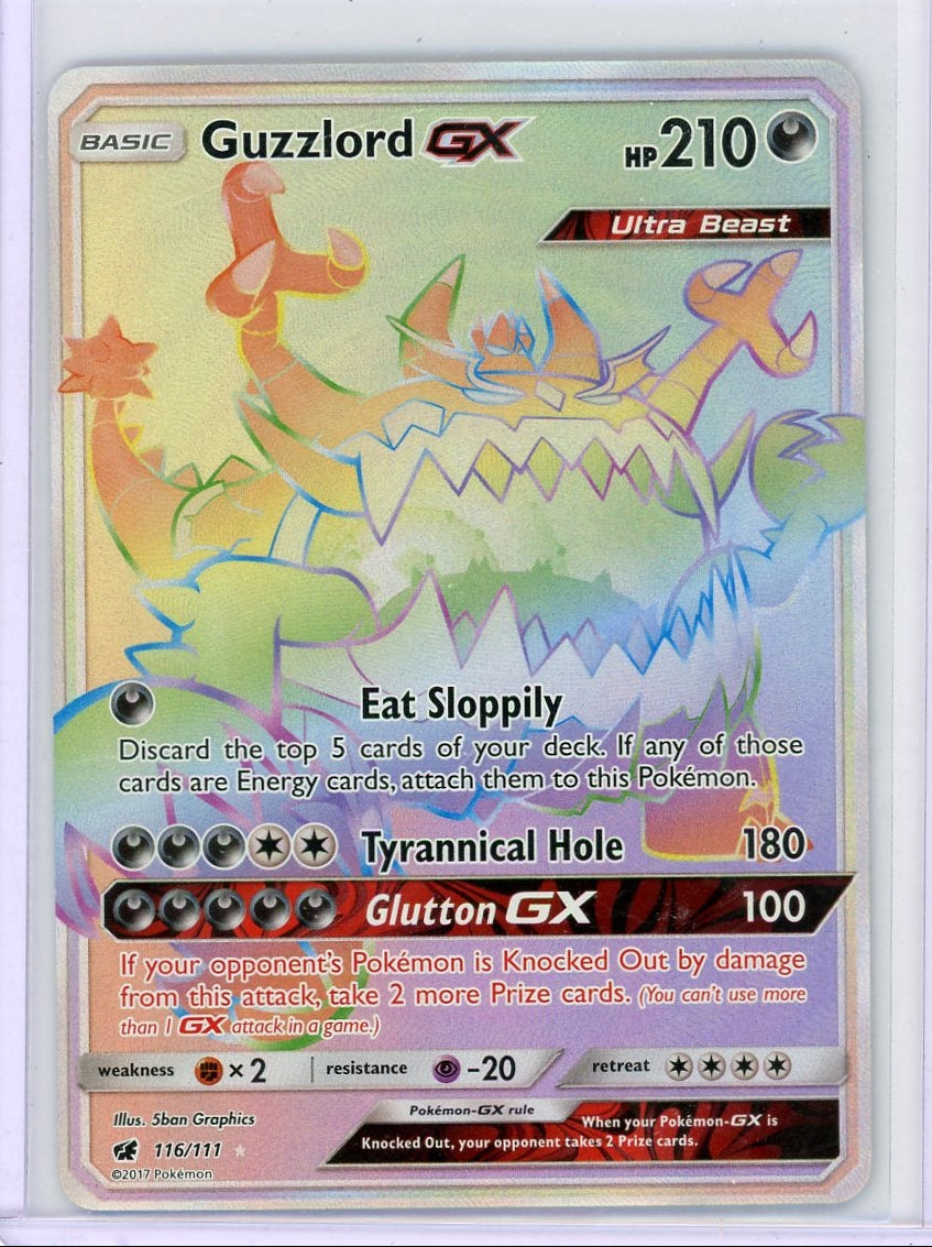 Guzzlord GX Pokémon Crimson Invasion Rainbow Secret Rare #115/111
