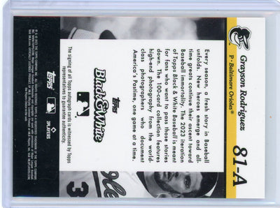 Grayson Rodriguez 2023 Topps Black & White green autograph rookie card #'d 08/25