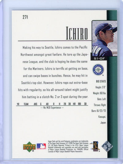 Ichiro Suzuki 2001 Upper Deck Star Rookie rookie card #271