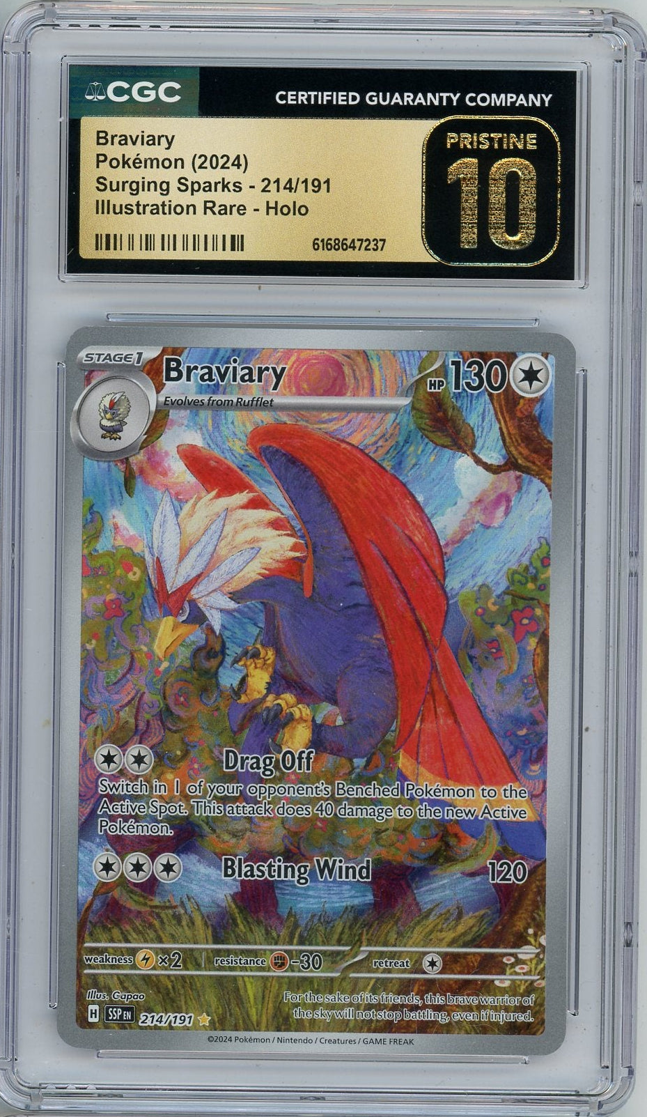 Braviary Pokémon Surging Sparks Illustration Rare 214/191 CGC Pristine 10