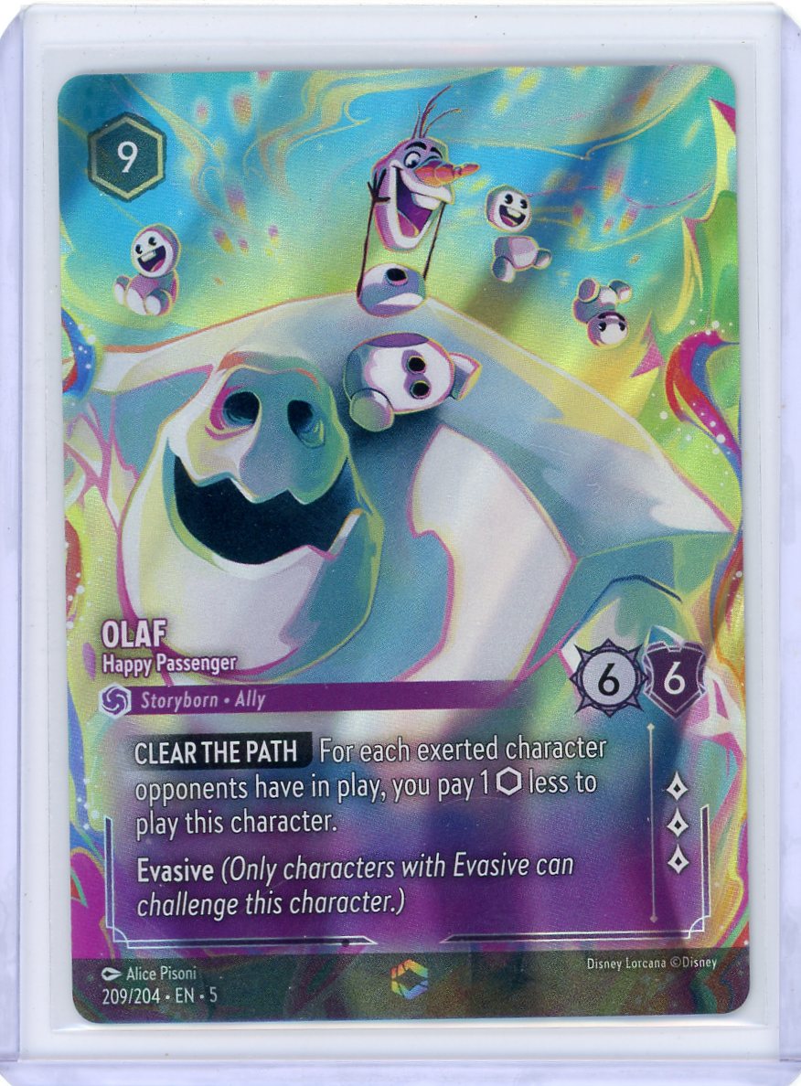 Olaf Disney Lorcana Shimmering Skies Enchanted rare holo #209/204 (DMG/minor crease)