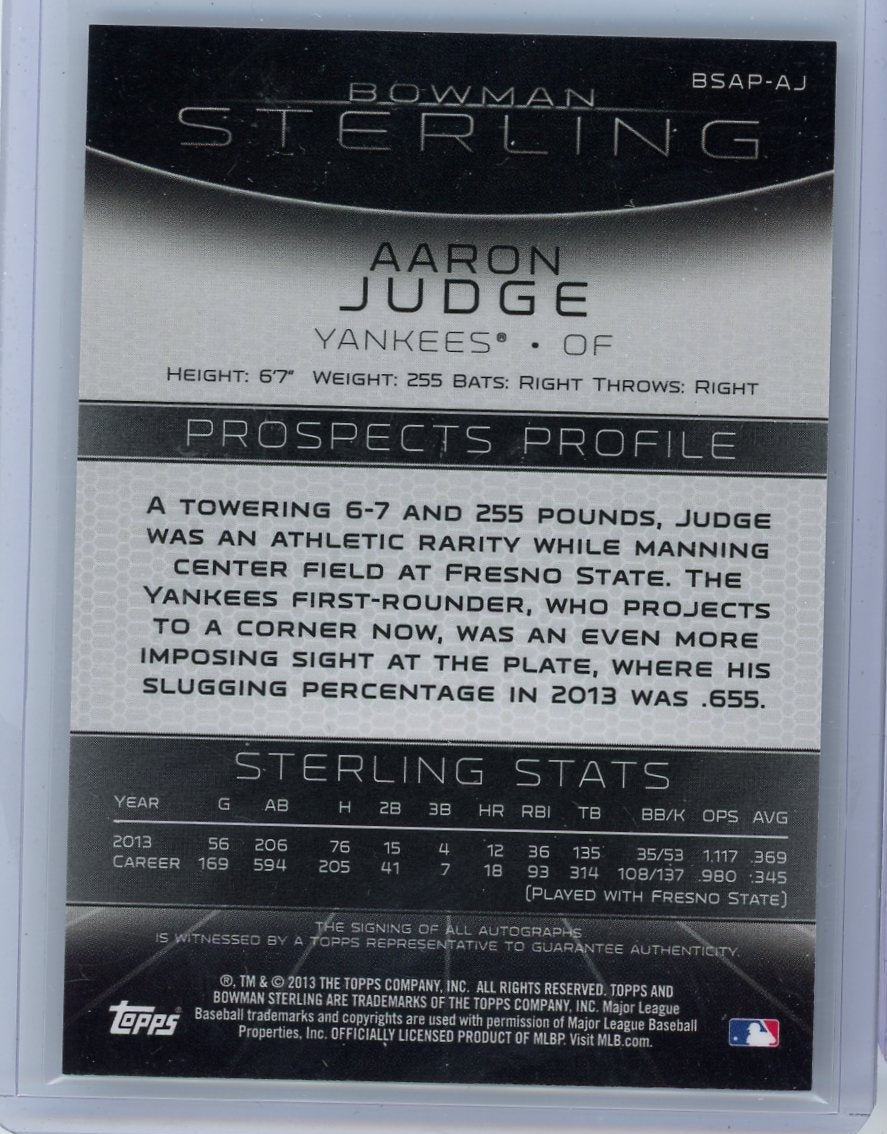 Aaron Judge 2013 Bowman Sterling Prospect Autograph