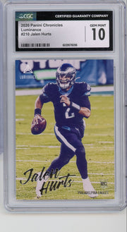 Jalen Hurts 2020 Chronicles Luminance RC CGC 10