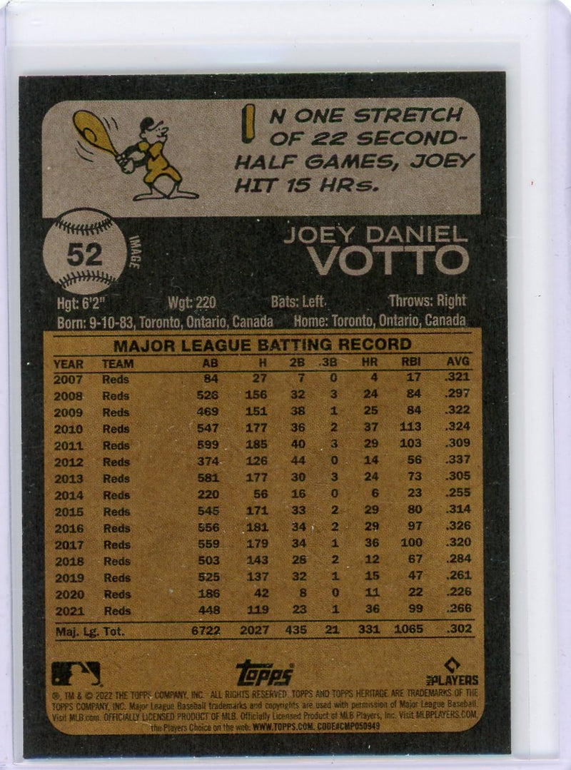 Joey Votto 2022 Topps Heritage Image variation 