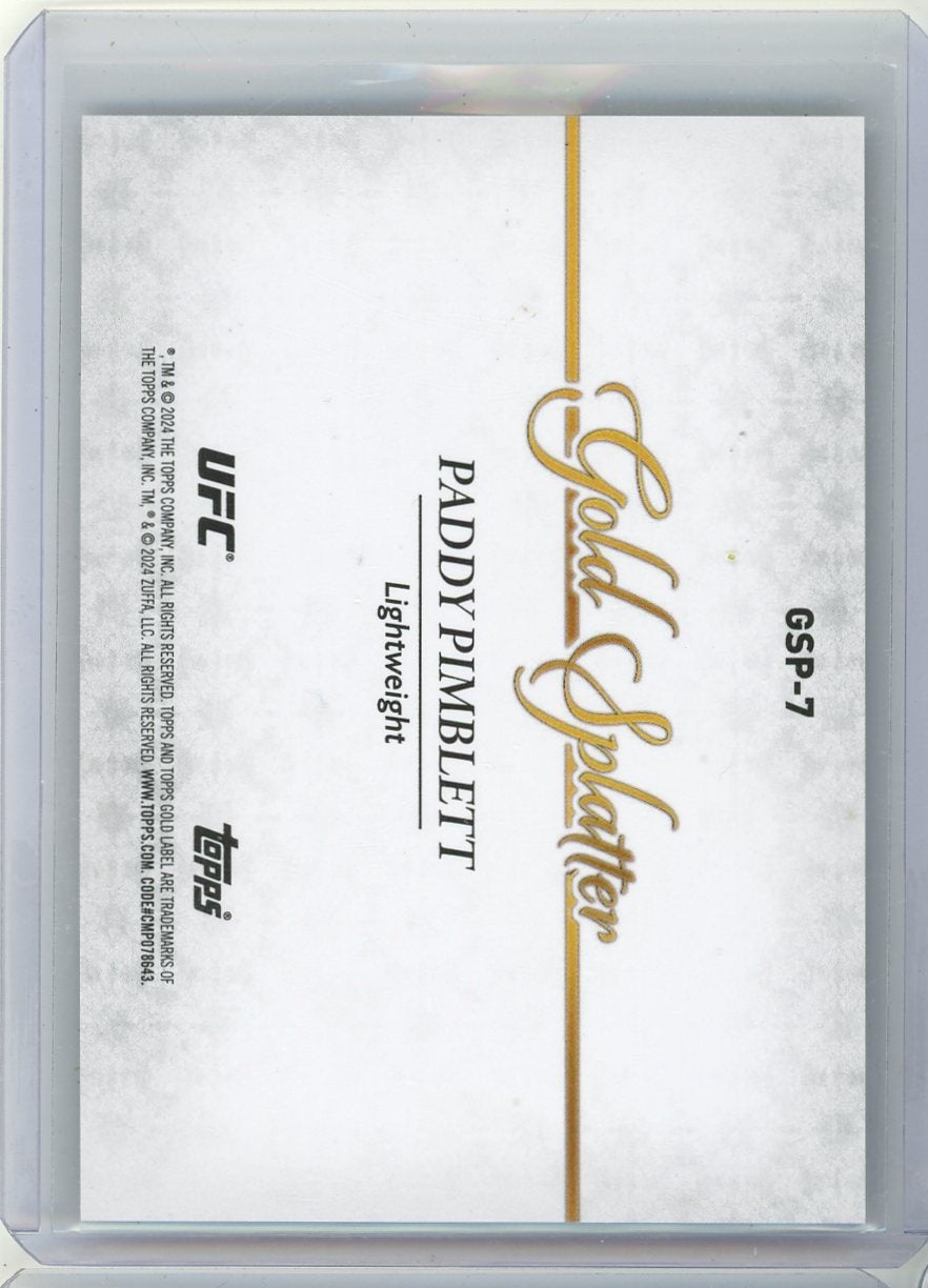 Paddy Pimblett 2024 Topps Gold Label UFC Gold Splatter SP