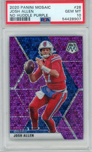 Josh Allen 2020 Panini Mosaic No Huddle Purple #'d 45/50 PSA 10