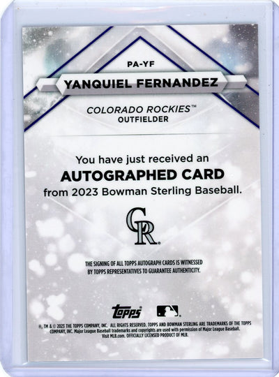 Yanquiel Fernandez 2023 Bowman Sterling autograph wave refractor #'d 119/125
