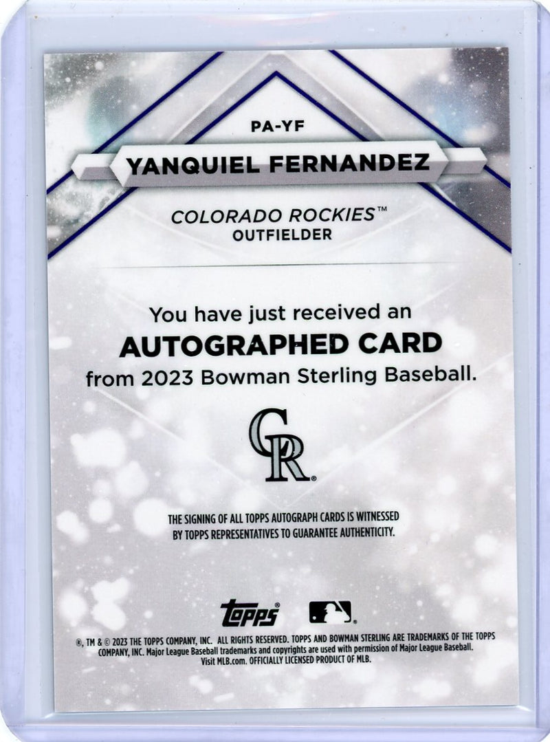 Yanquiel Fernandez 2023 Bowman Sterling autograph wave refractor 