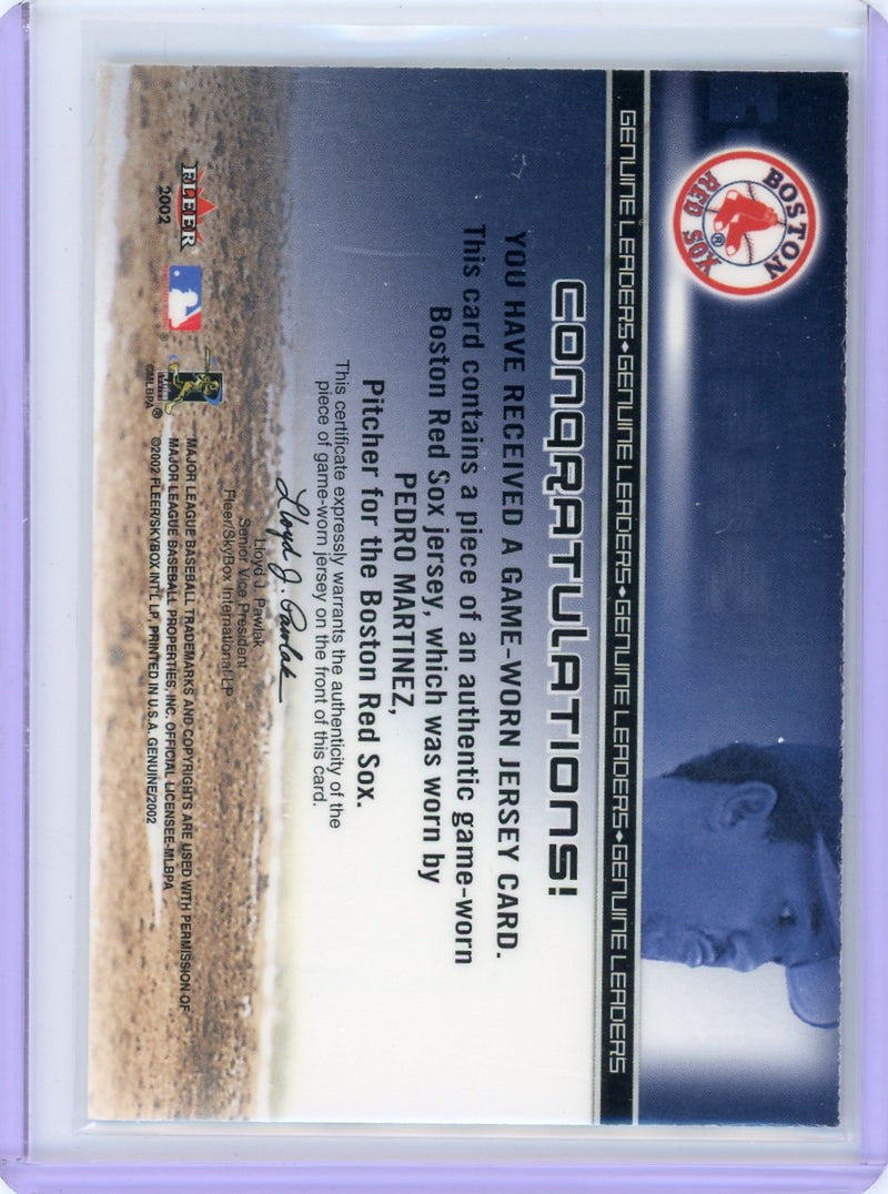 Pedro Martinez 2002 Fleer Genuine Leaders game-used jersey relic