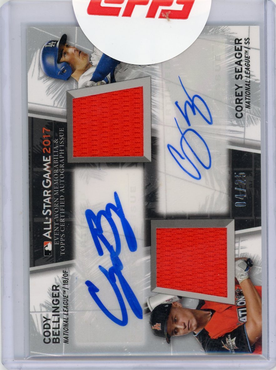 C. Bellinger/C. Seager 2017 Topps Update All-Star Stitches Dual Autographs #'d 04/25
