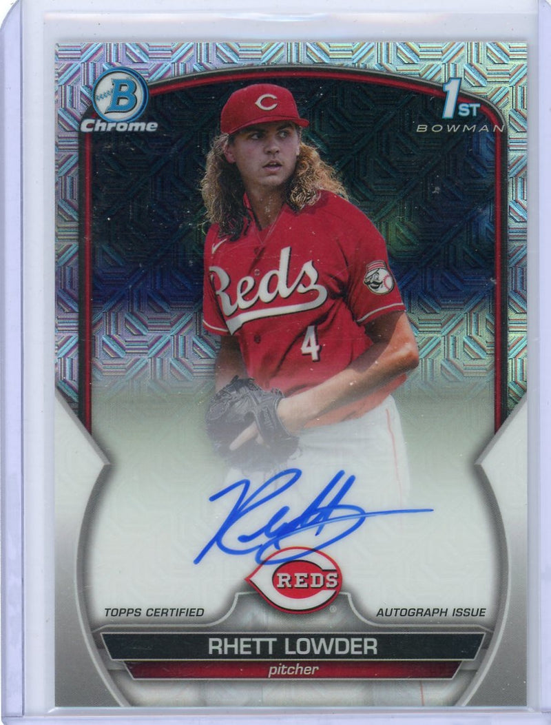 Rhett Lowder 2023 1st Bowman Draft Chrome mojo refractor autograph 