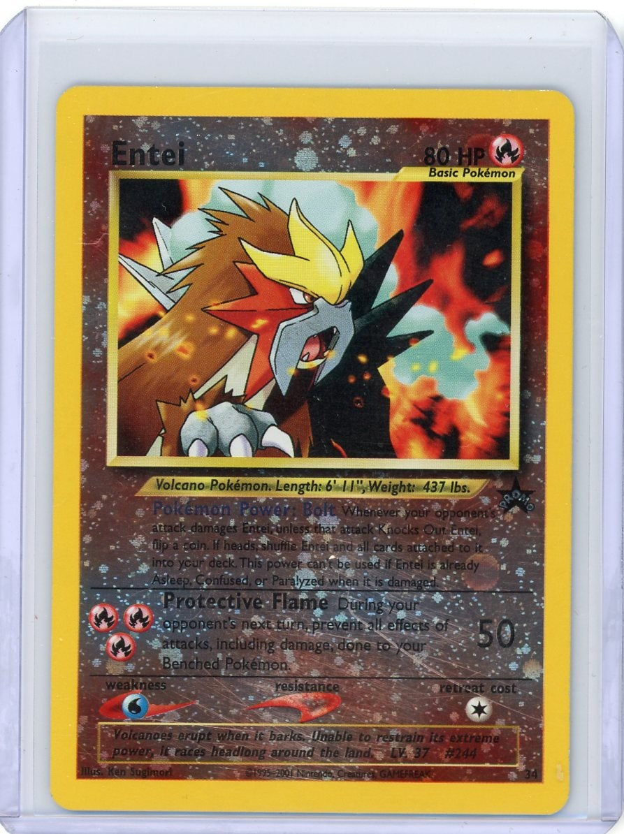 Entei #34 Black Star Promo Reverse Holo Damaged