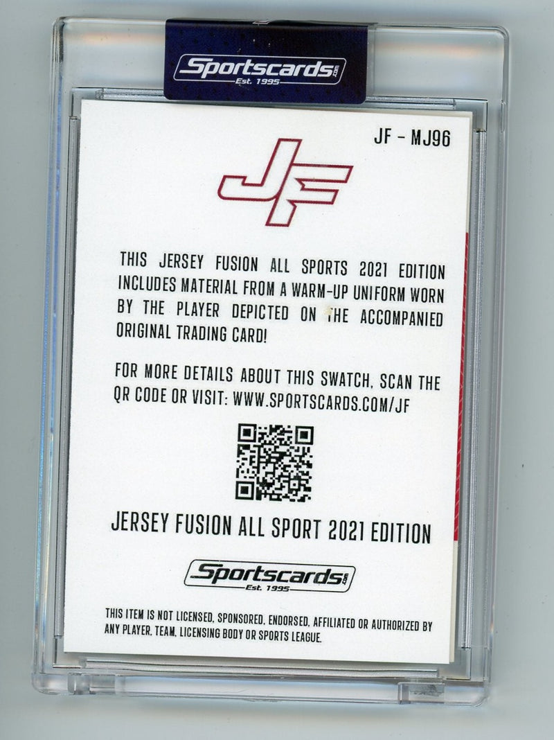 Michael Jordan 2021 Jersey Fusion game-used swatch (white) promo /100