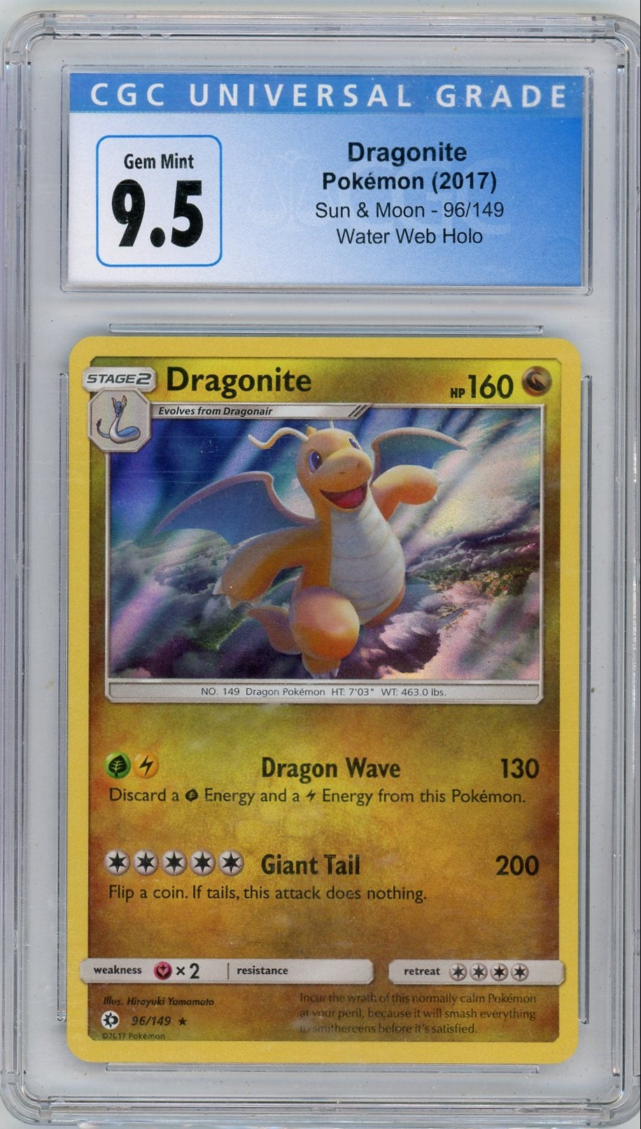 Dragonite 2017 Pokemon Water Web holo #96/149 CGC 9.5
