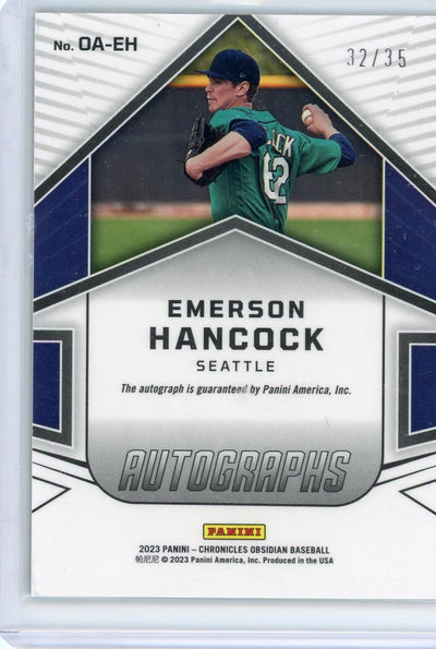 Emerson Hancock 2023 Panini Chronicles Obsidian autograph orange #'d 32/35