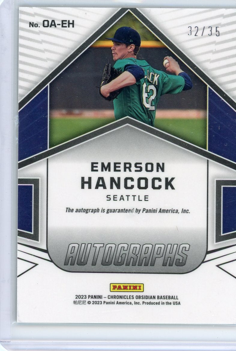 Emerson Hancock 2023 Panini Chronicles Obsidian autograph orange 