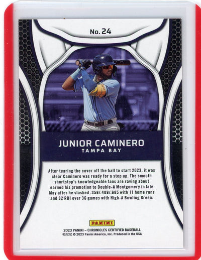 Junior Caminero 2023 Panini Chronicles Certified red #'d 054/199