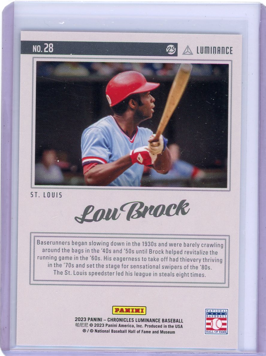 Lou Brock 2023 Panini Chronicles Luminance gold #'d 03/10