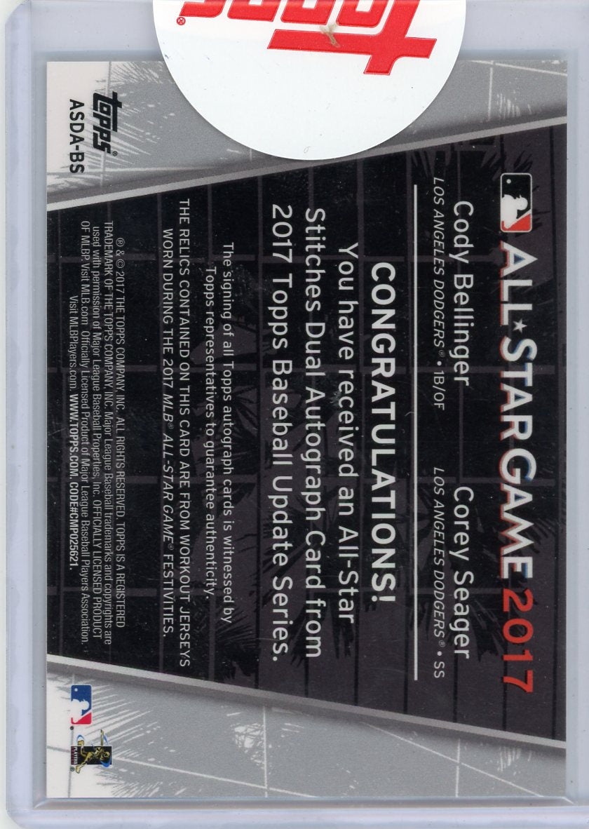 C. Bellinger/C. Seager 2017 Topps Update All-Star Stitches Dual Autographs #'d 04/25