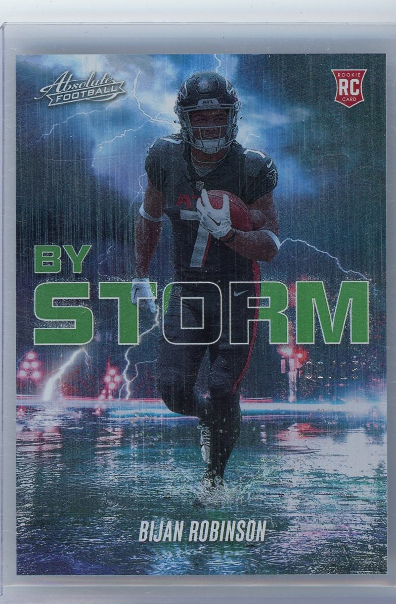 Bijan Robinson 2023 Panini Absolute By Storm rookie card green #'d 08/25