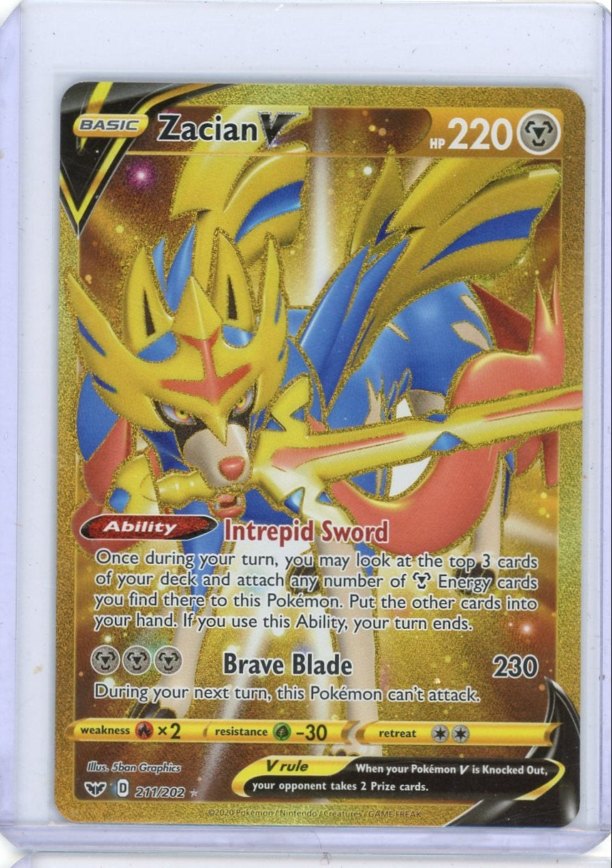 Zacian V Pokémon Sword & Shield Gold Secret Rare #211/202