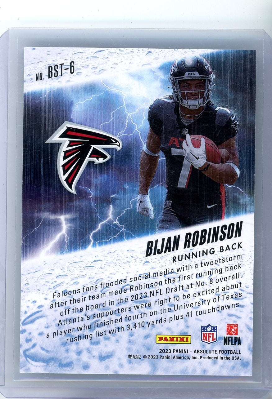 Bijan Robinson 2023 Panini Absolute By Storm rookie card green #'d 08/25