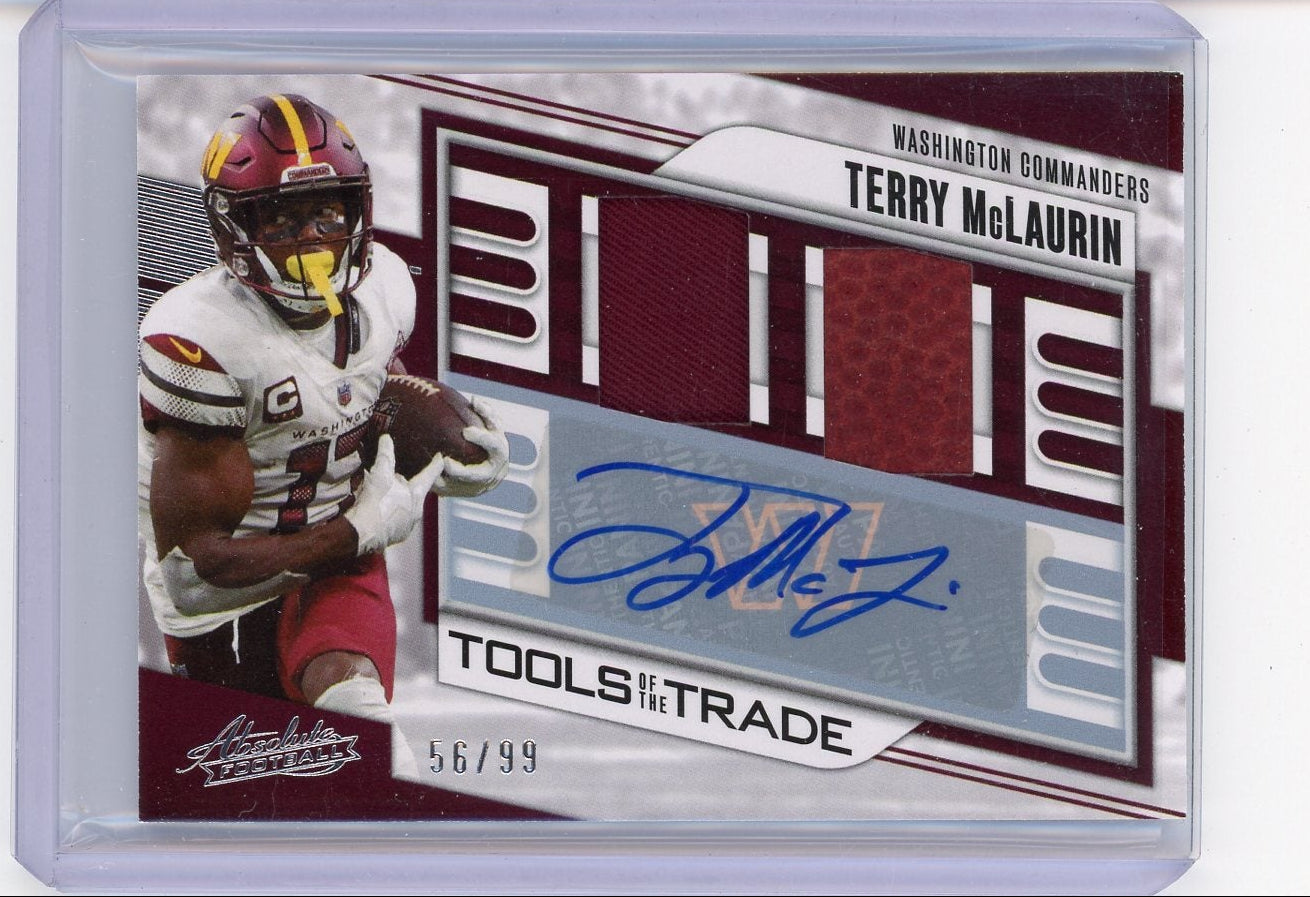 Terry McLaurin 2023 Panini Absolute Tools of the Trade autograph relic #'d 56/99