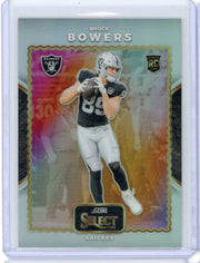 Brock Bowers 2024 Panini Select Score Throwback silver prizm rookie card