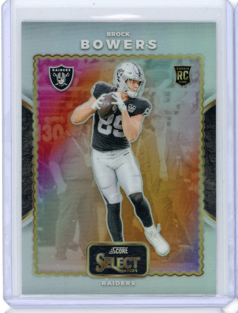 Brock Bowers 2024 Panini Select Score Throwback silver prizm rookie card