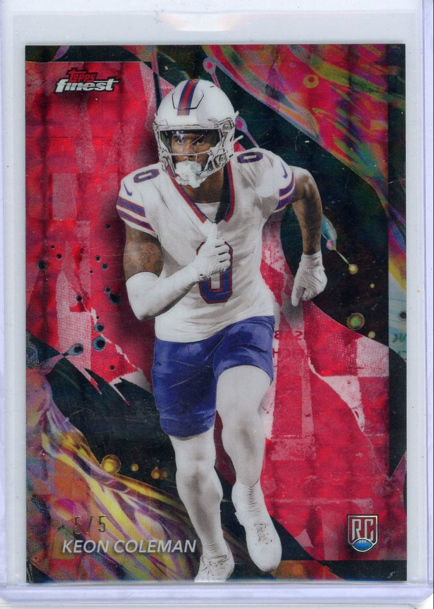 Keon Coleman 2024 Topps Finest red geometric ref. rookie card #'d 5/5