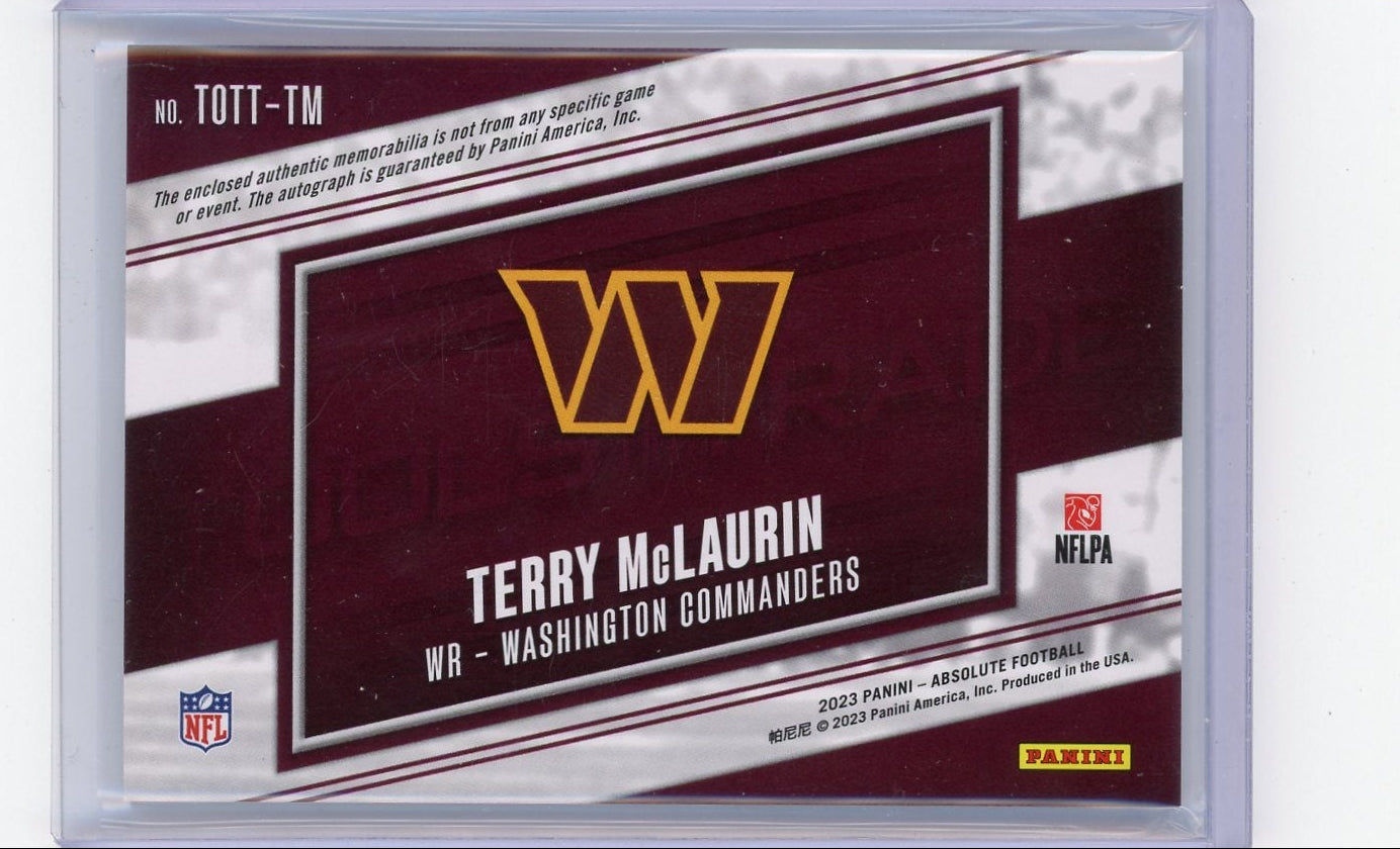 Terry McLaurin 2023 Panini Absolute Tools of the Trade autograph relic #'d 56/99