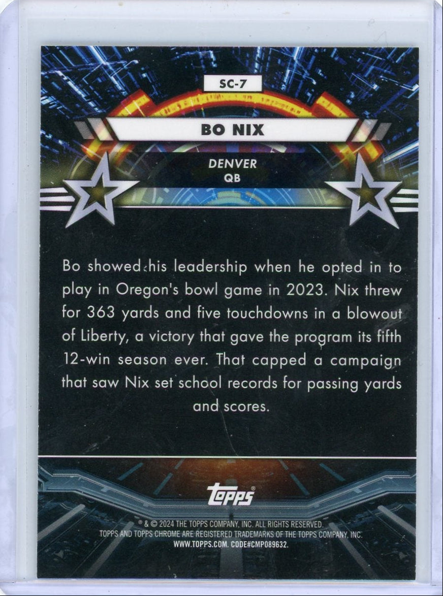 Bo Nix 2024 Topps Chrome Cosmic Star Command rookie card
