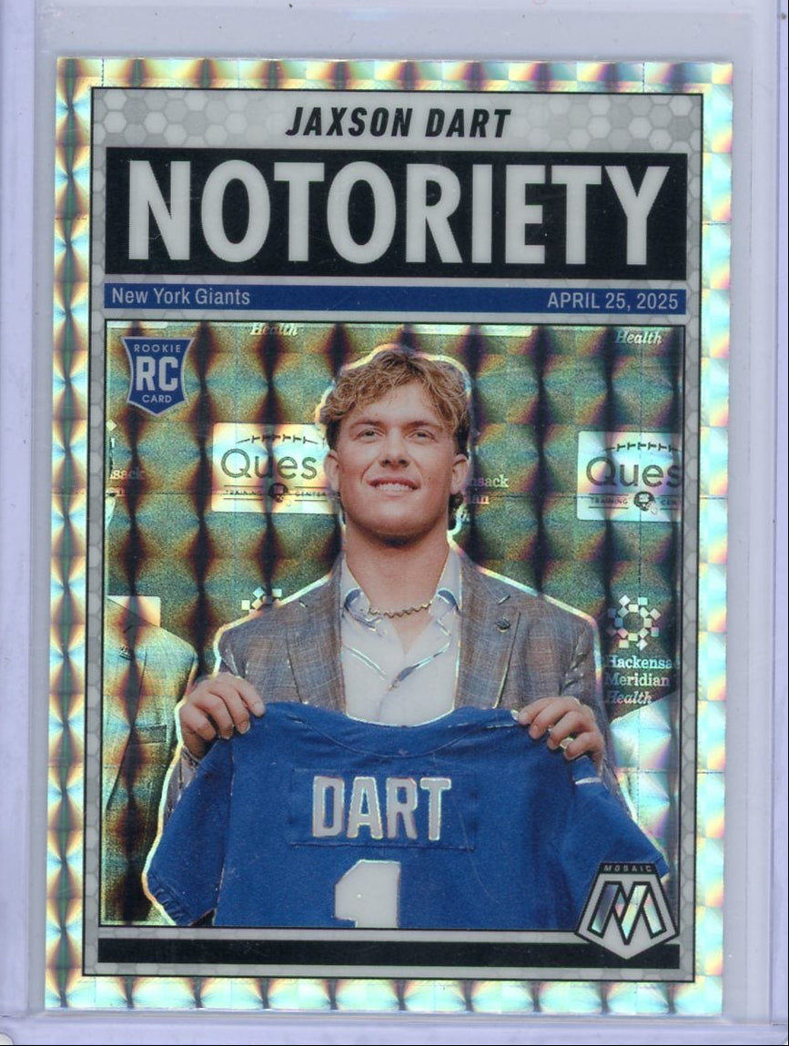 Jaxson Dart 2025 Panini Mosaic Notoriety mosaic prizm rookie card