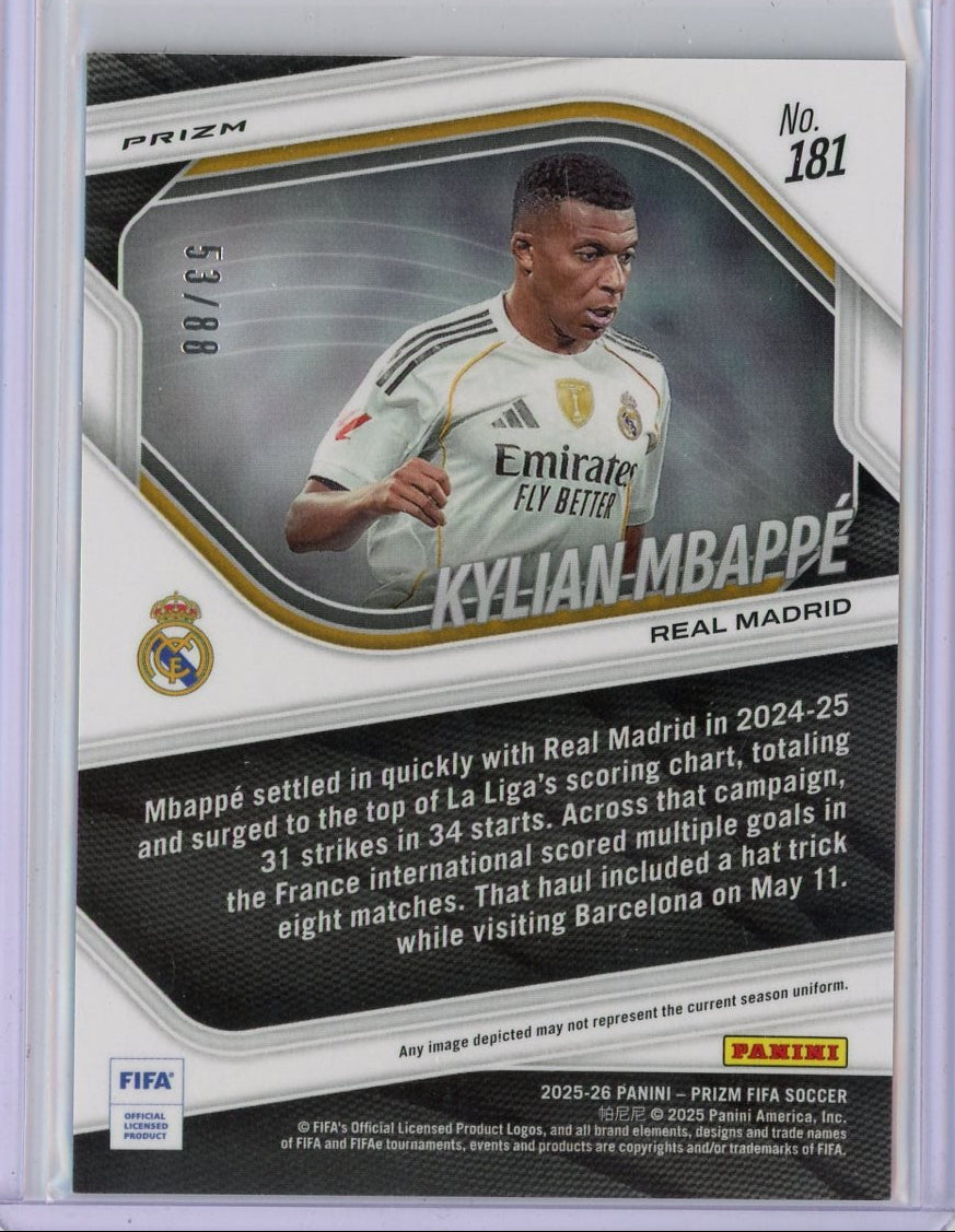 Kylian Mbappe 2025 Panini Prizm FIfa Red Choice #'d 53/88