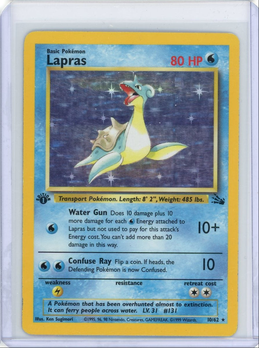 Lapras Pokémon Fossil 1st Edition Holo #10/62 (MP)