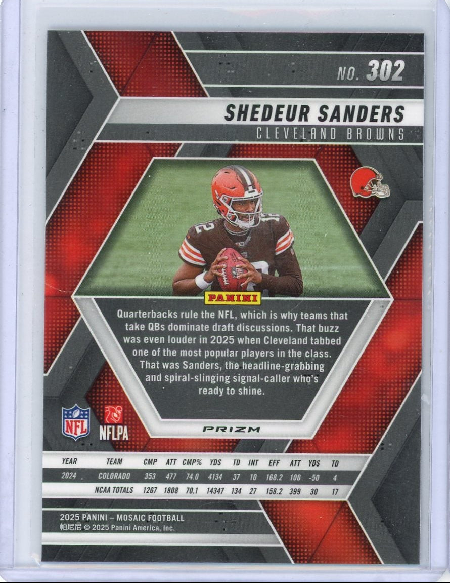 Shedeur Sanders 2025 Panini Mosaic silver prizm rookie card