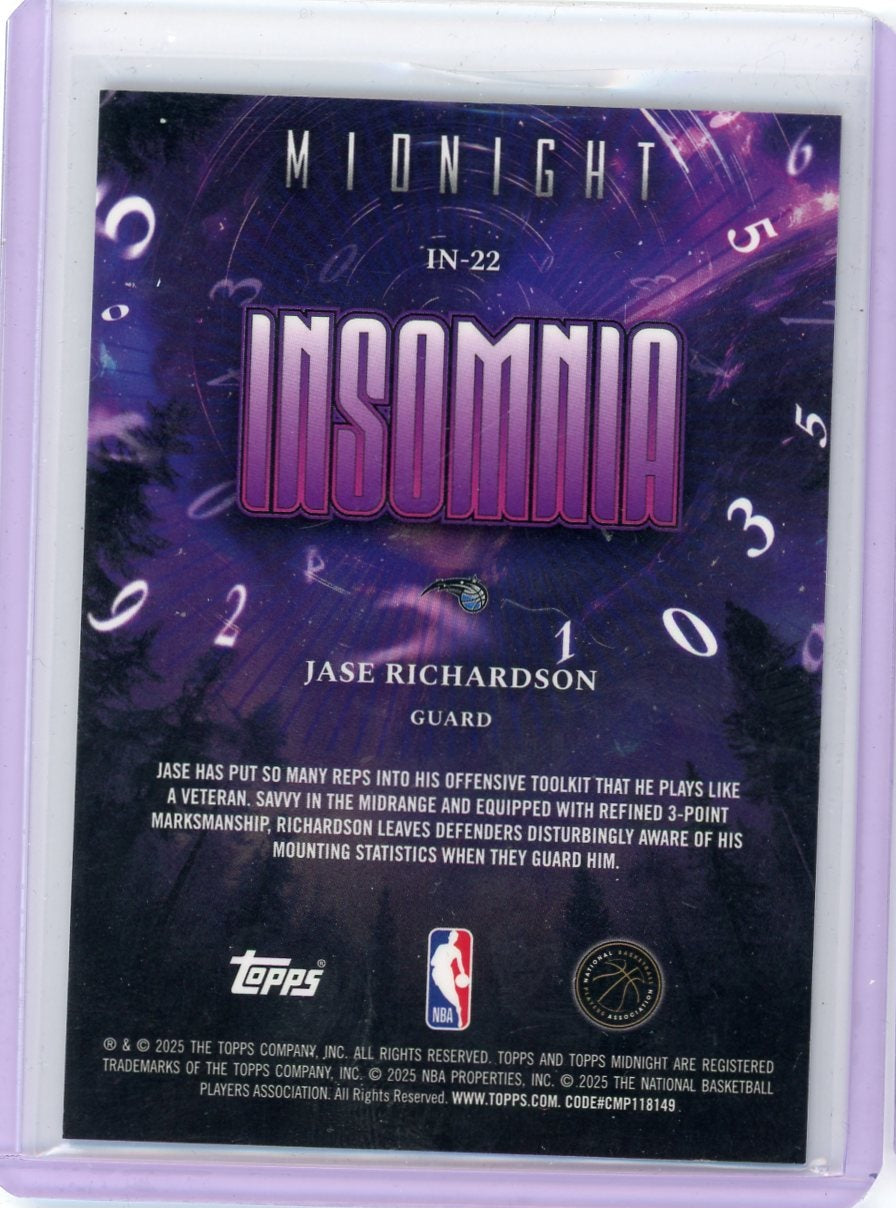 Jase Richardson 2025 Topps Midnight Insomnia #'d 21/149