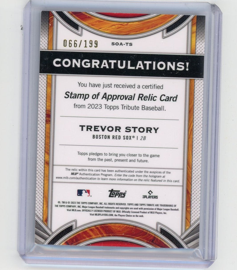 Trevor Story 2023 Topps Tribute Stamp of Approval game-used relic 