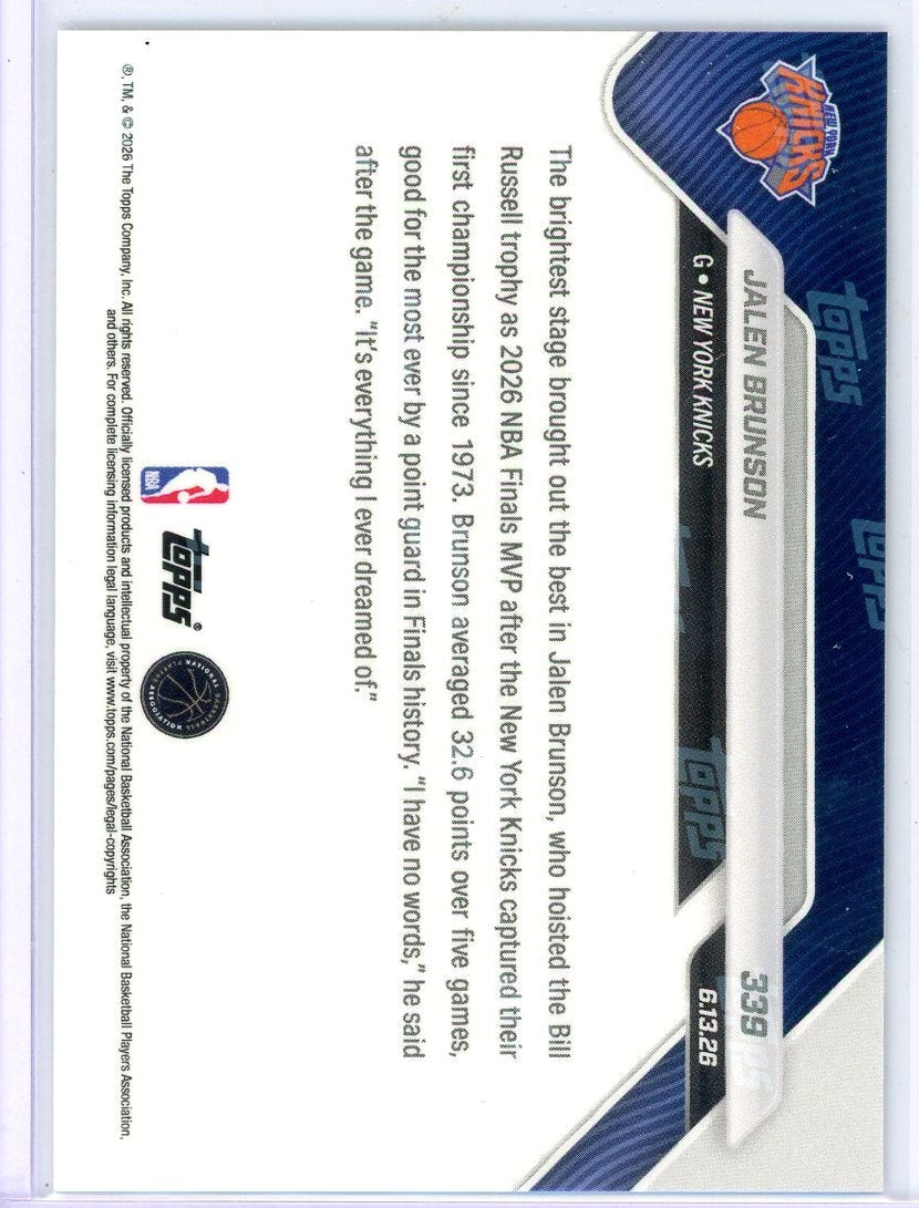 Jalen Brunson 2026 Topps Now Finals MVP #339