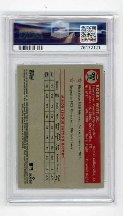 Bobby Witt Jr. 2022 Topps NSCC '52 Topps Wrapper Redemption PSA 9 rookie card